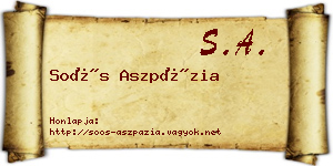 Soós Aszpázia névjegykártya